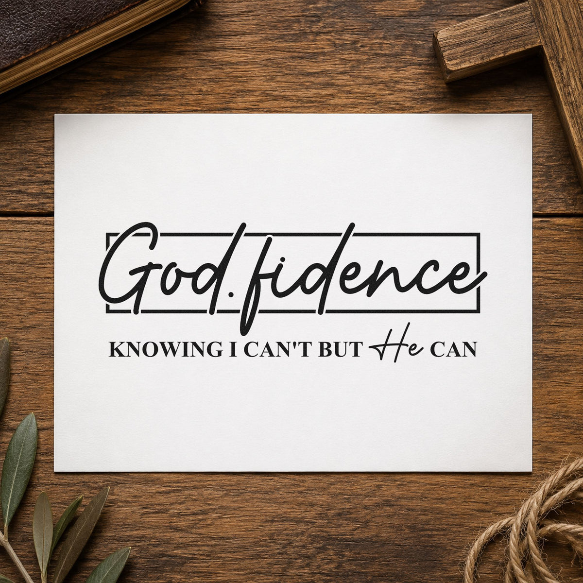 Godfidence Script Frame rubber stamp printed in black ink, ready for godfidence cards and similar paper crafts.