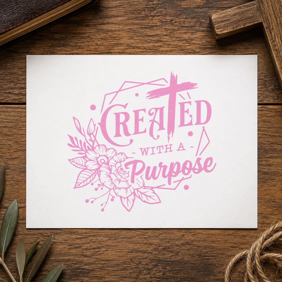Created with a Purpose Floral craft stamp in purple ink on cardstock, an easy option for graduation gift tags.