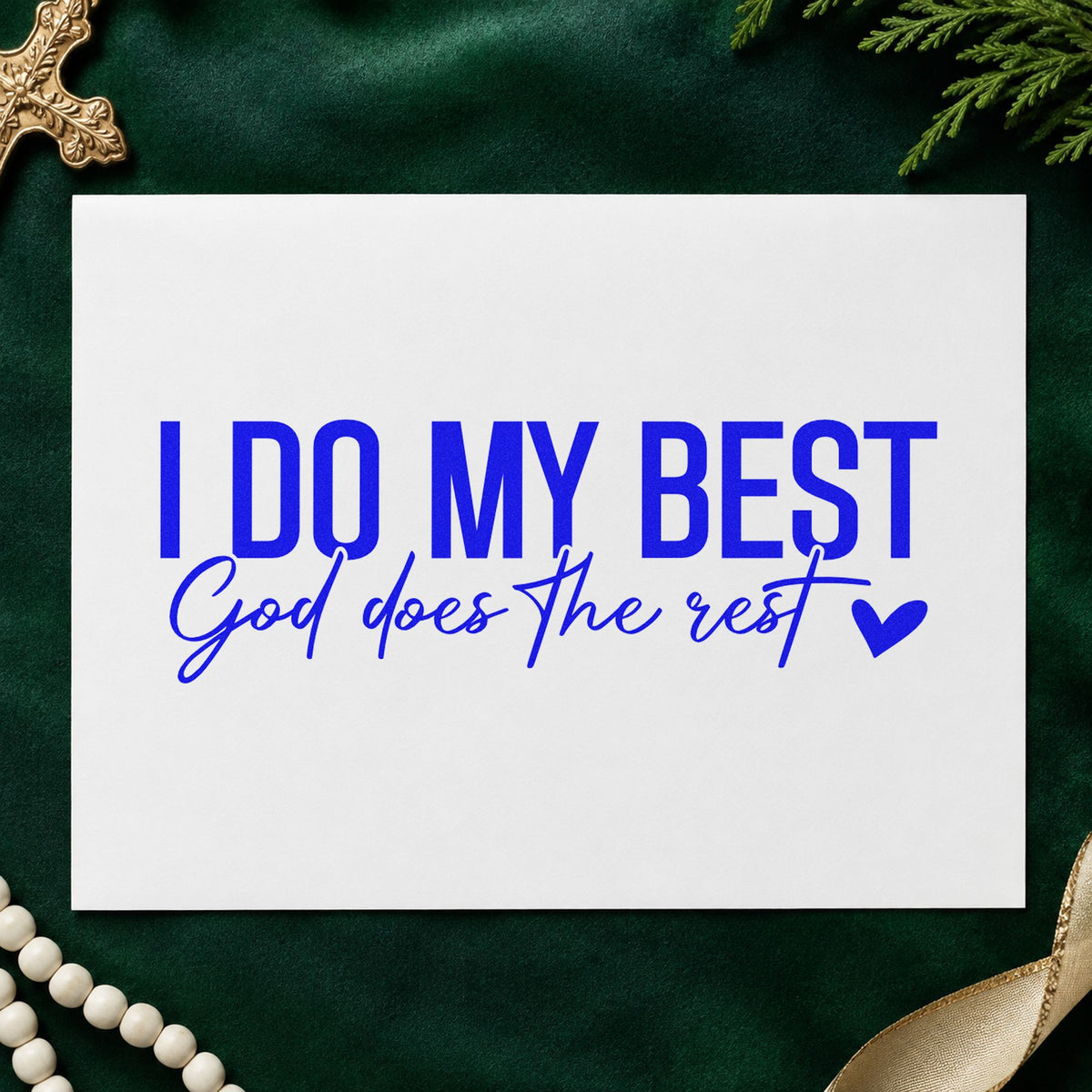 I Do My Best craft stamp in blue ink on cardstock, an easy option for canvas totes.
