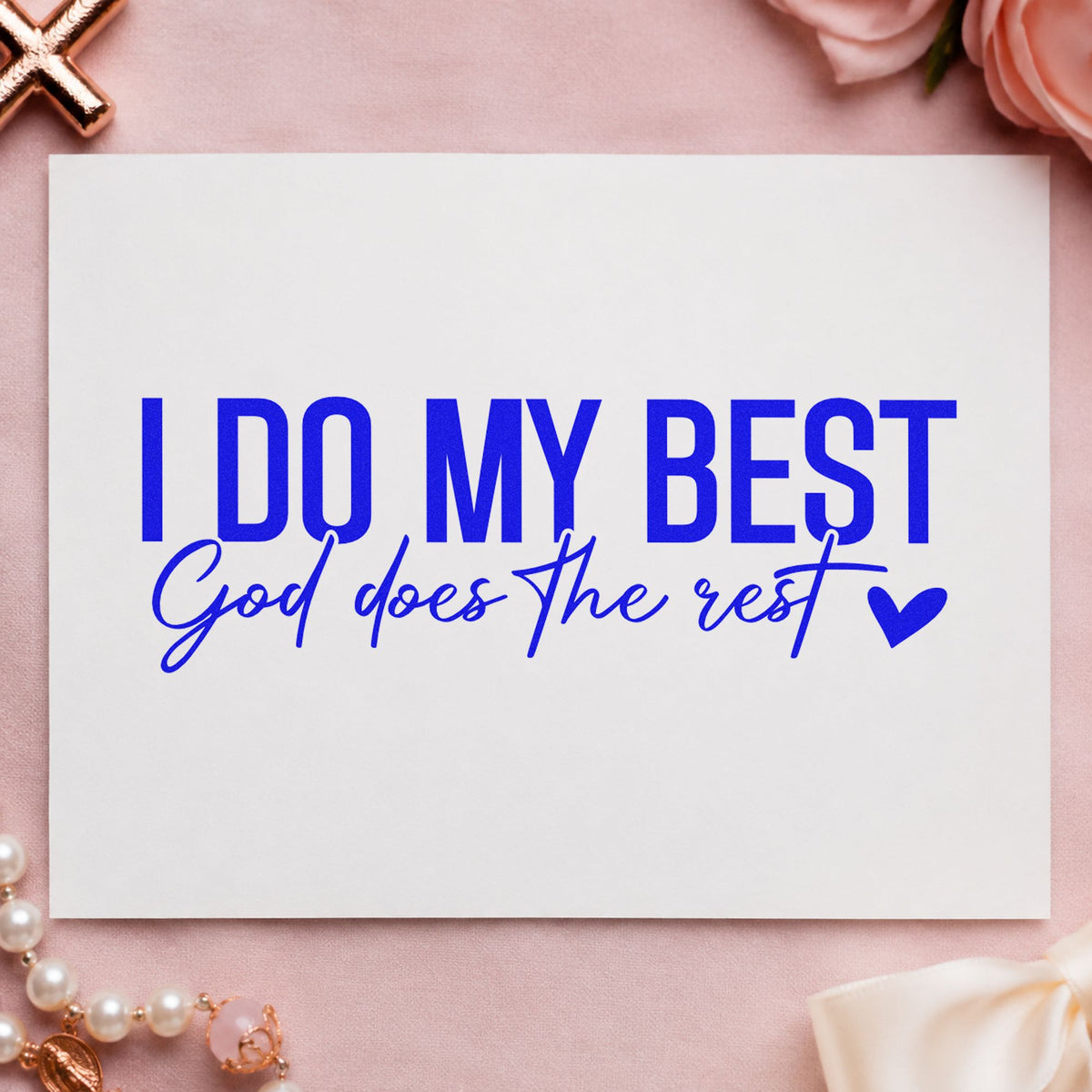 I Do My Best craft stamp imprinted in blue ink on paper, a design suited to teacher gift tags.