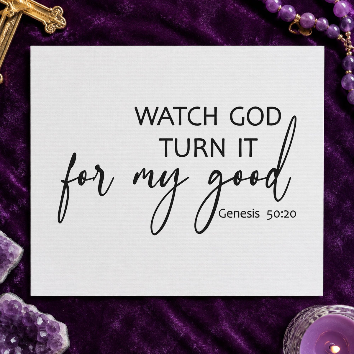 Watch God Turn It for Good rubber stamp printed in black ink, ready for turnaround cards and similar paper crafts.