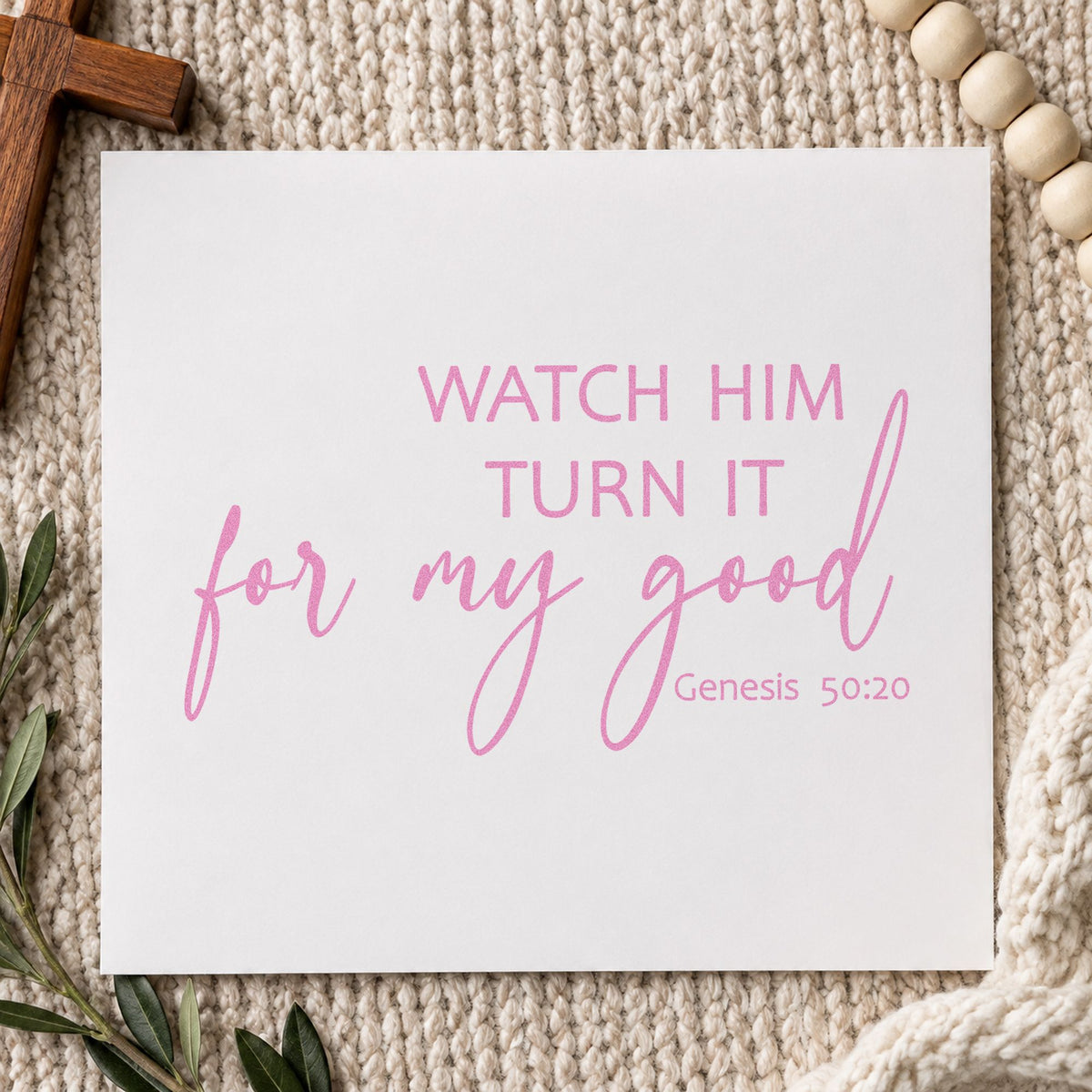 Watch Him Turn It for Good craft stamp in purple ink on cardstock, an easy option for divorce support notes.