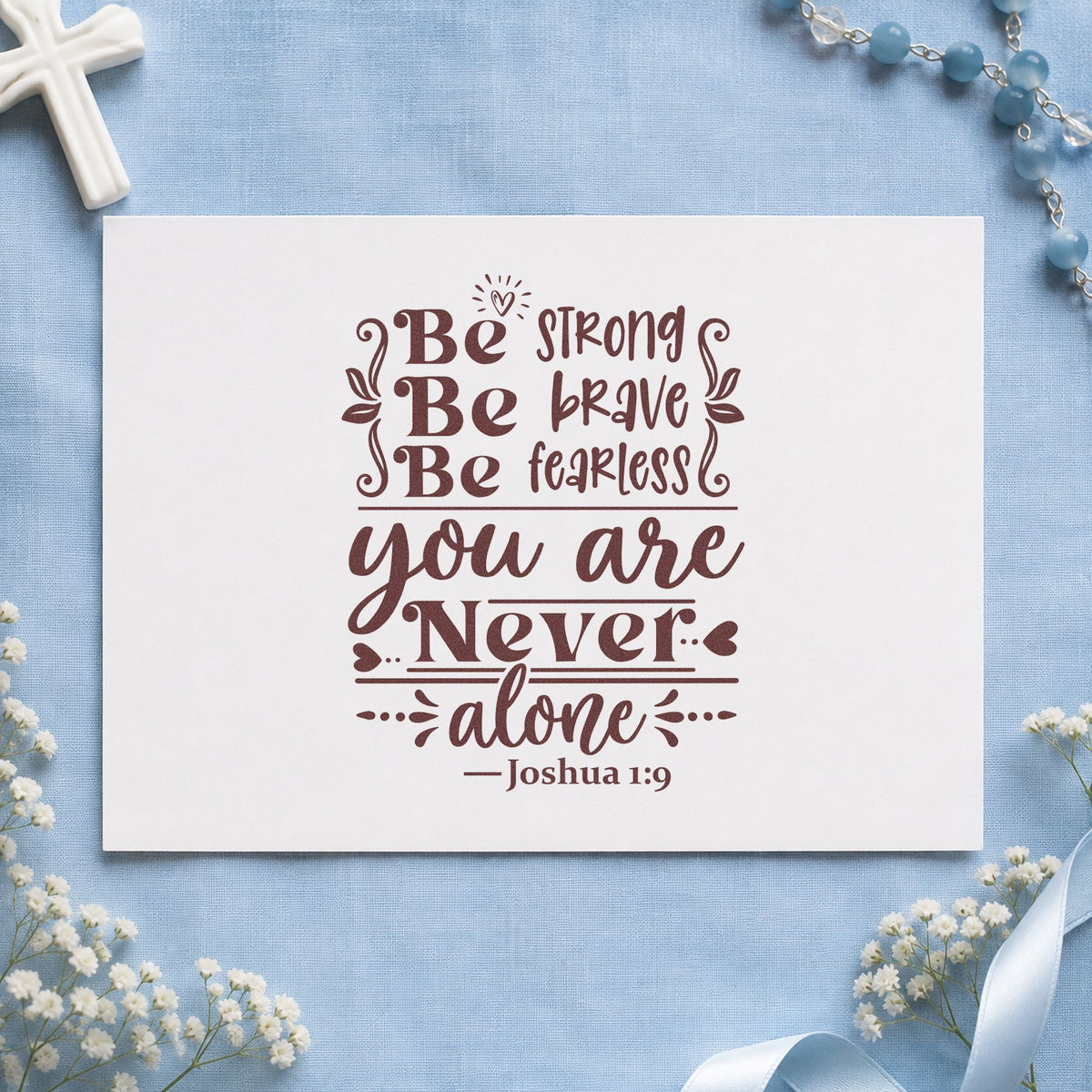 Be Strong Brave Fearless rubber stamp printed in brown ink, ready for brave kid pages and similar paper crafts.