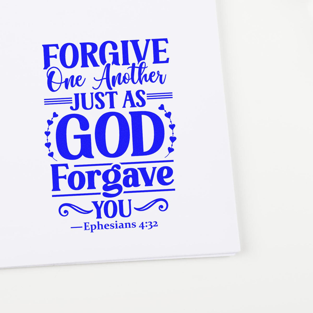 Forgive One Another rubber stamp shown in blue ink, stamped for projects such as reconciliation notes.