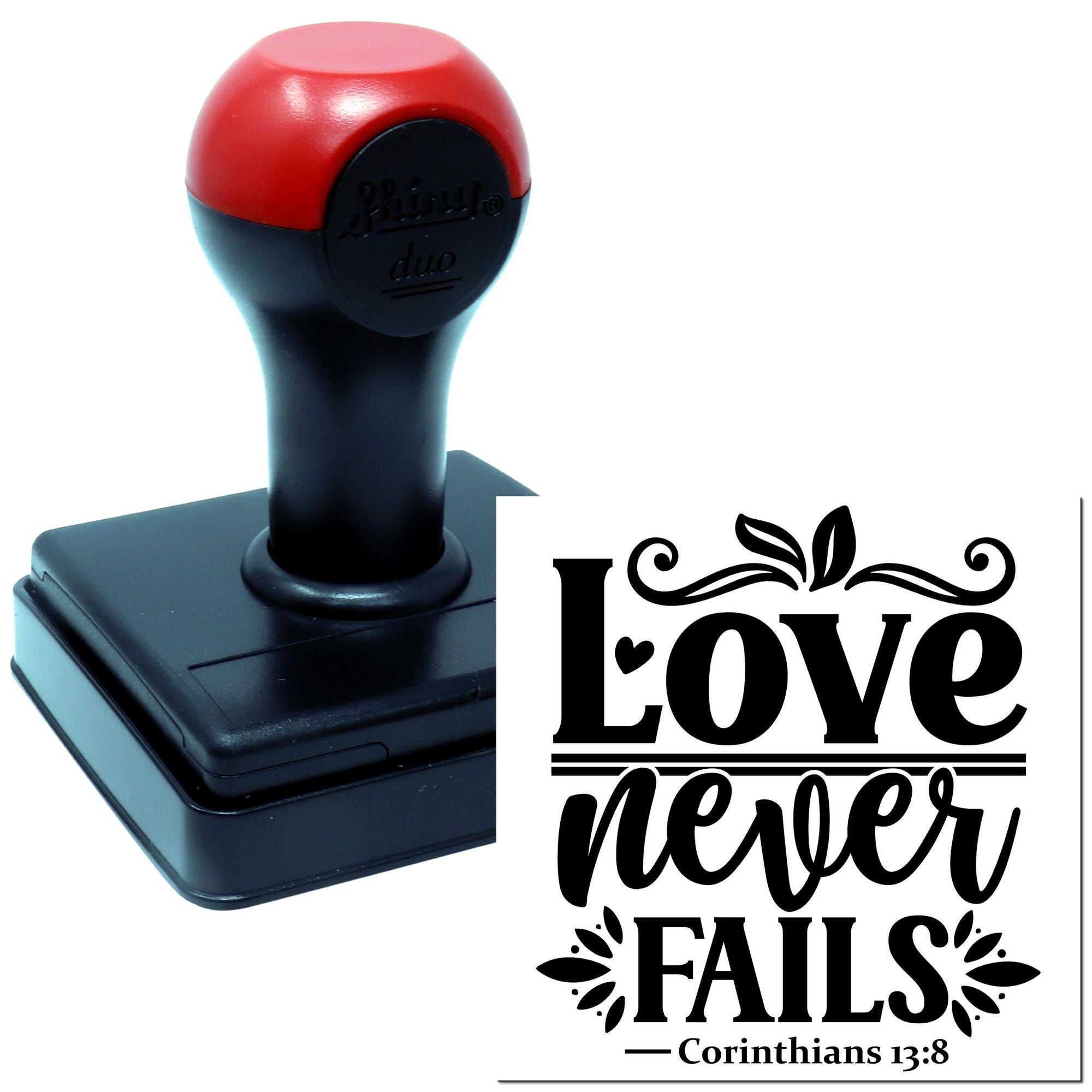 Duo Scriptural Love Never Fails Print Hand Stamp