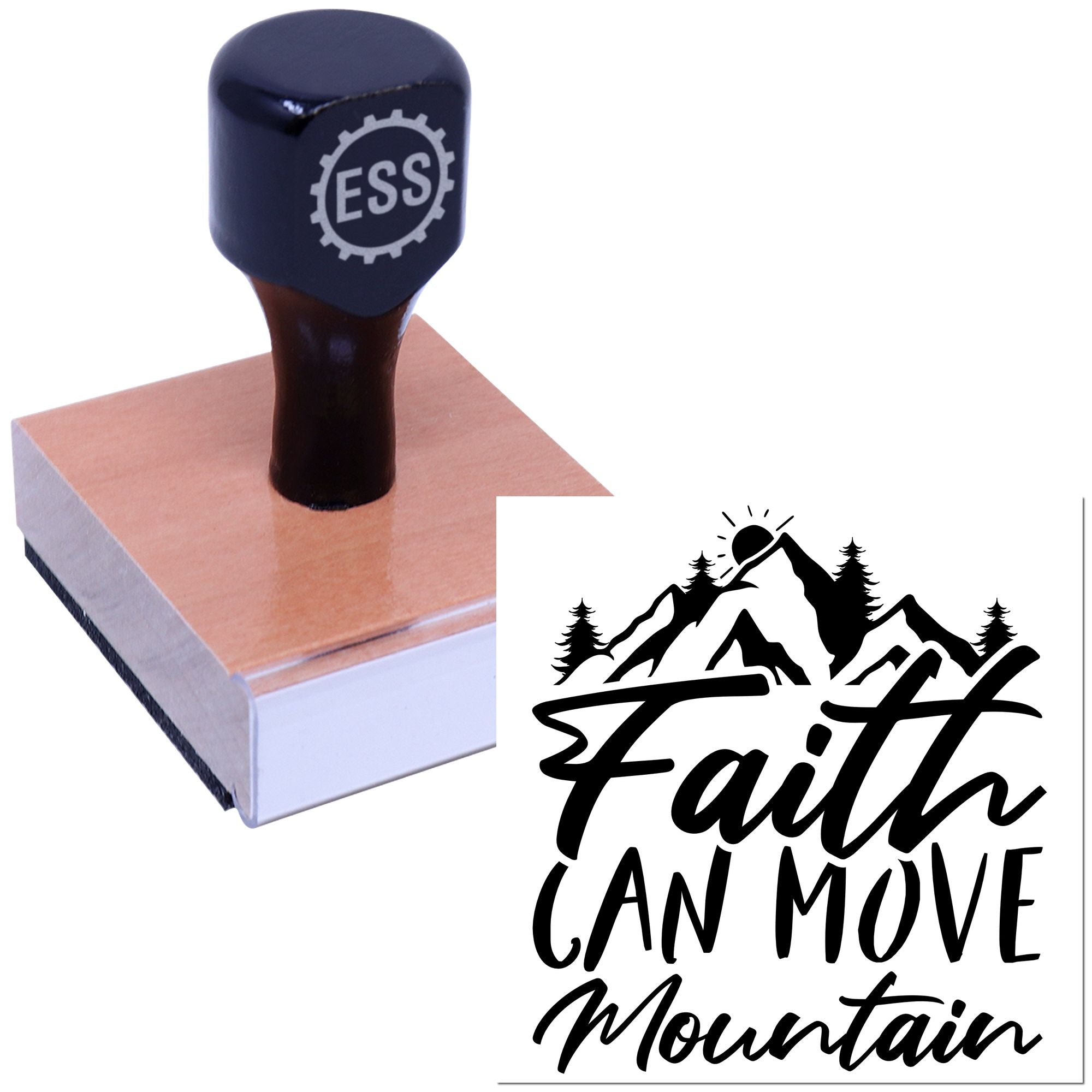 Faith Moves Mountains Handcraft Rubber Stamp