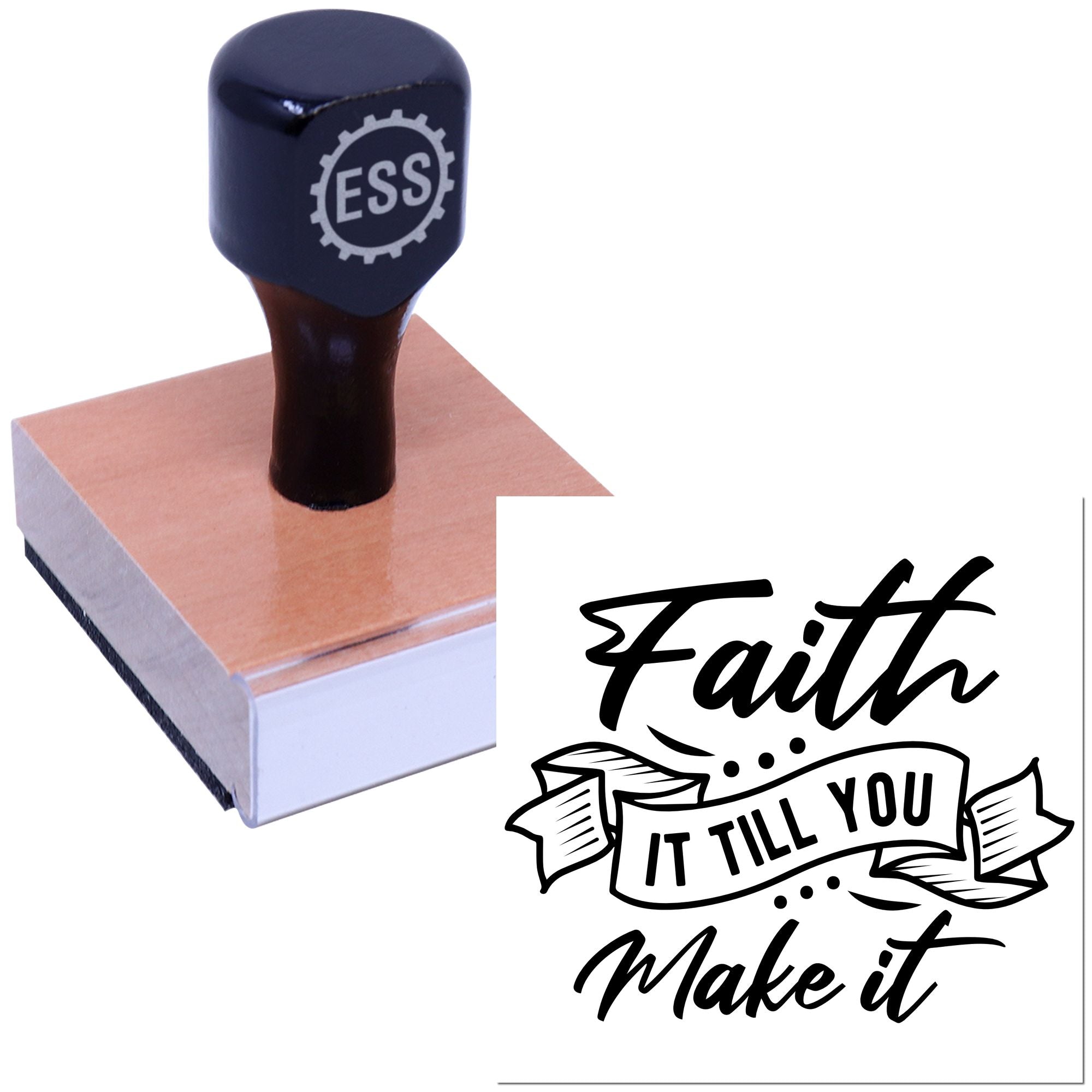 Handlettered Faith Banner Papercraft Rubber Stamp