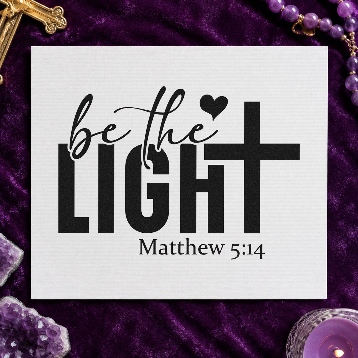 Be the Light rubber stamp printed in black ink, ready for be the light cards and similar paper crafts.