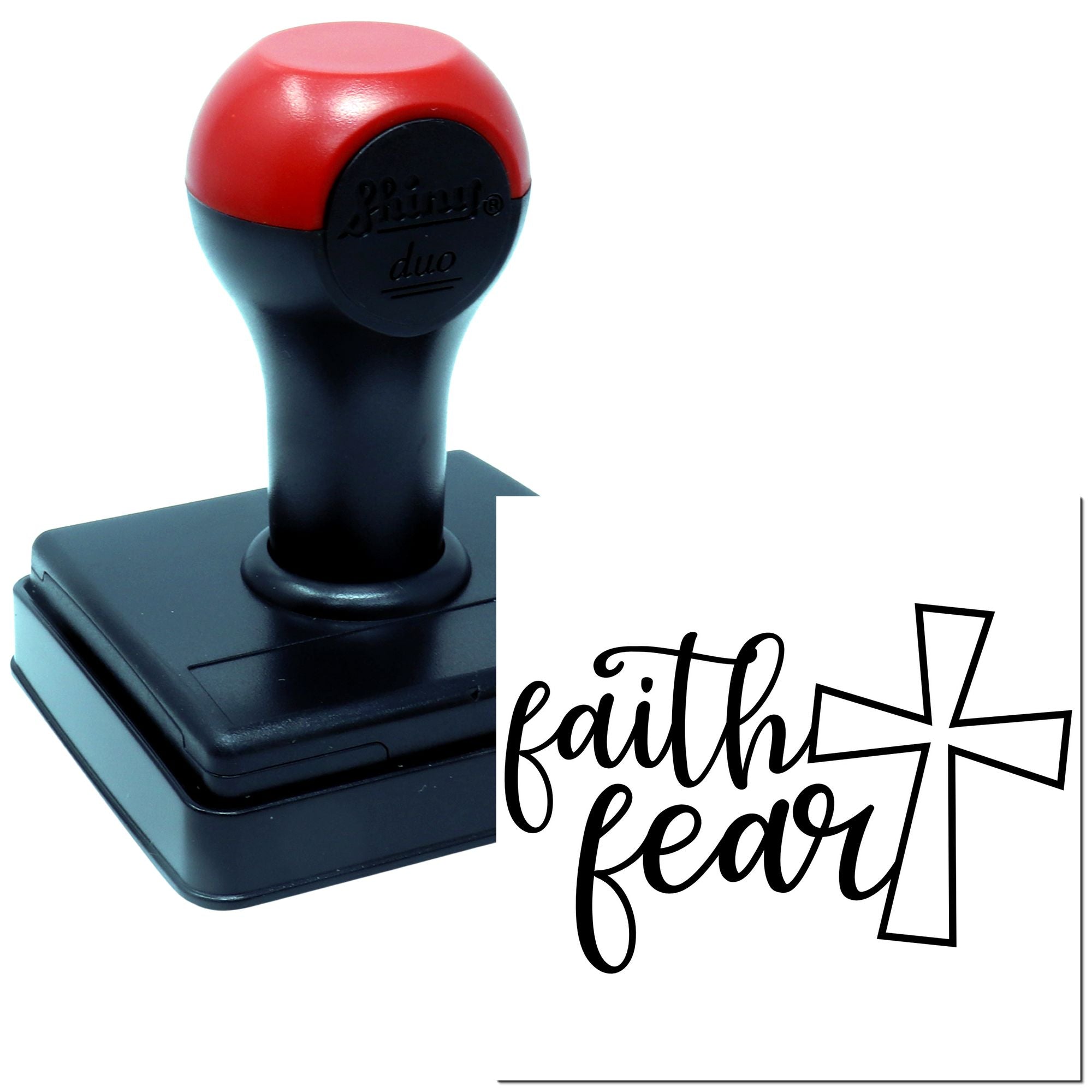 Duo Faith Over Fear Cross Inspiration Design Hand Stamp