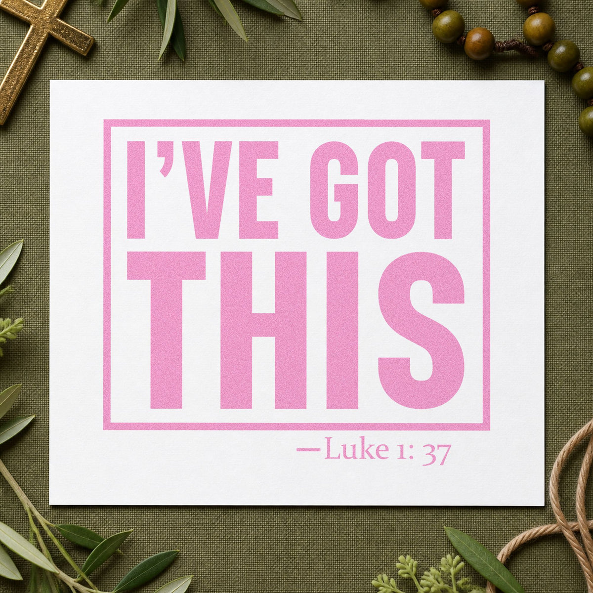 I've Got This craft stamp in purple ink on cardstock, an easy option for race day bib notes.
