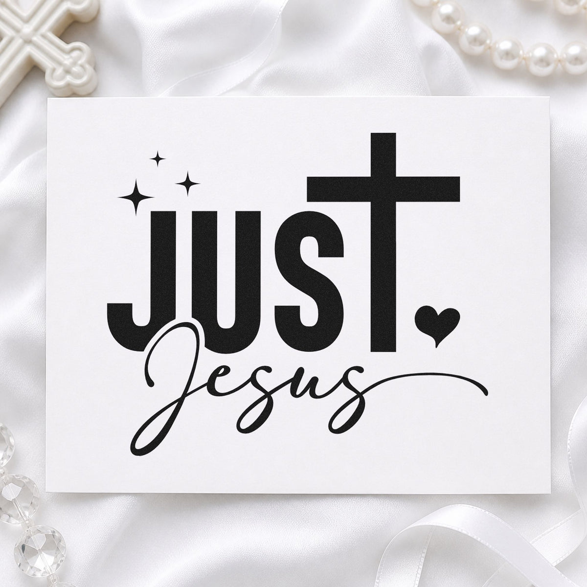 Just Jesus rubber stamp printed in black ink, ready for just jesus cards and similar paper crafts.