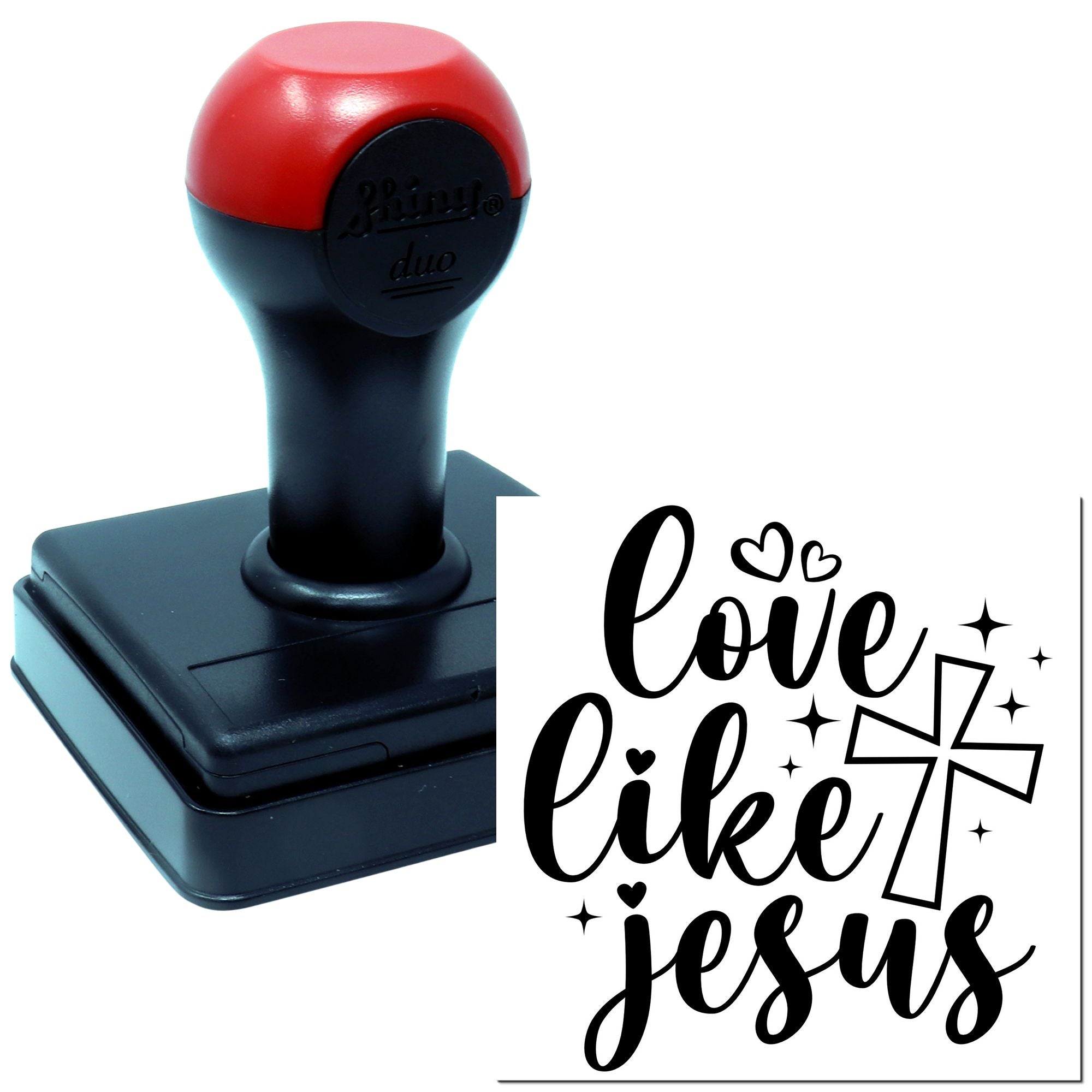 Duo Hearts Cross Love Like Jesus Hand Stamp