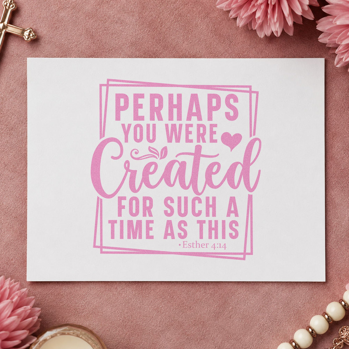 Created for Such a Time craft stamp in purple ink on cardstock, an easy option for women's conference gifts.