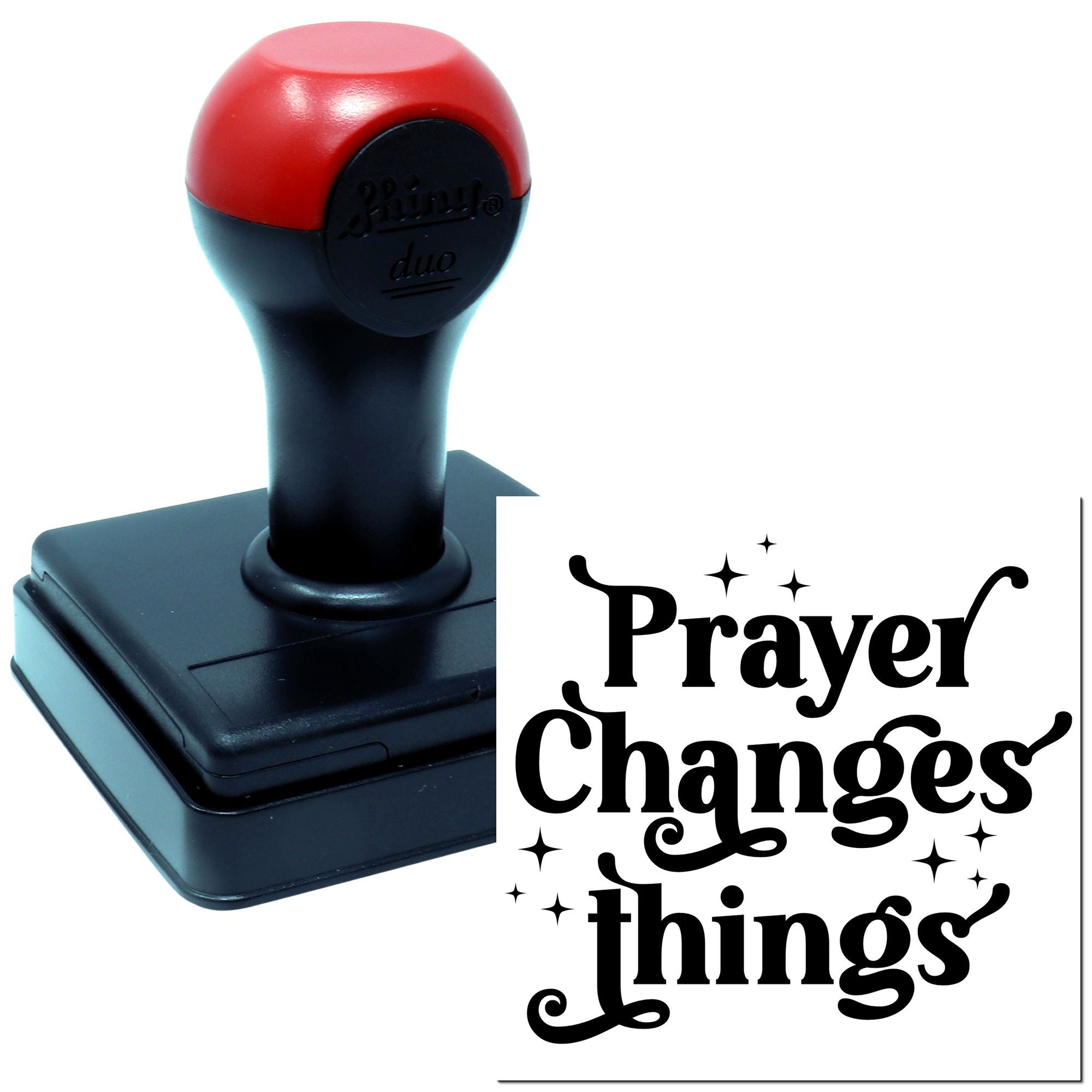Duo Bold Script Prayer Changes Things Hand Stamp