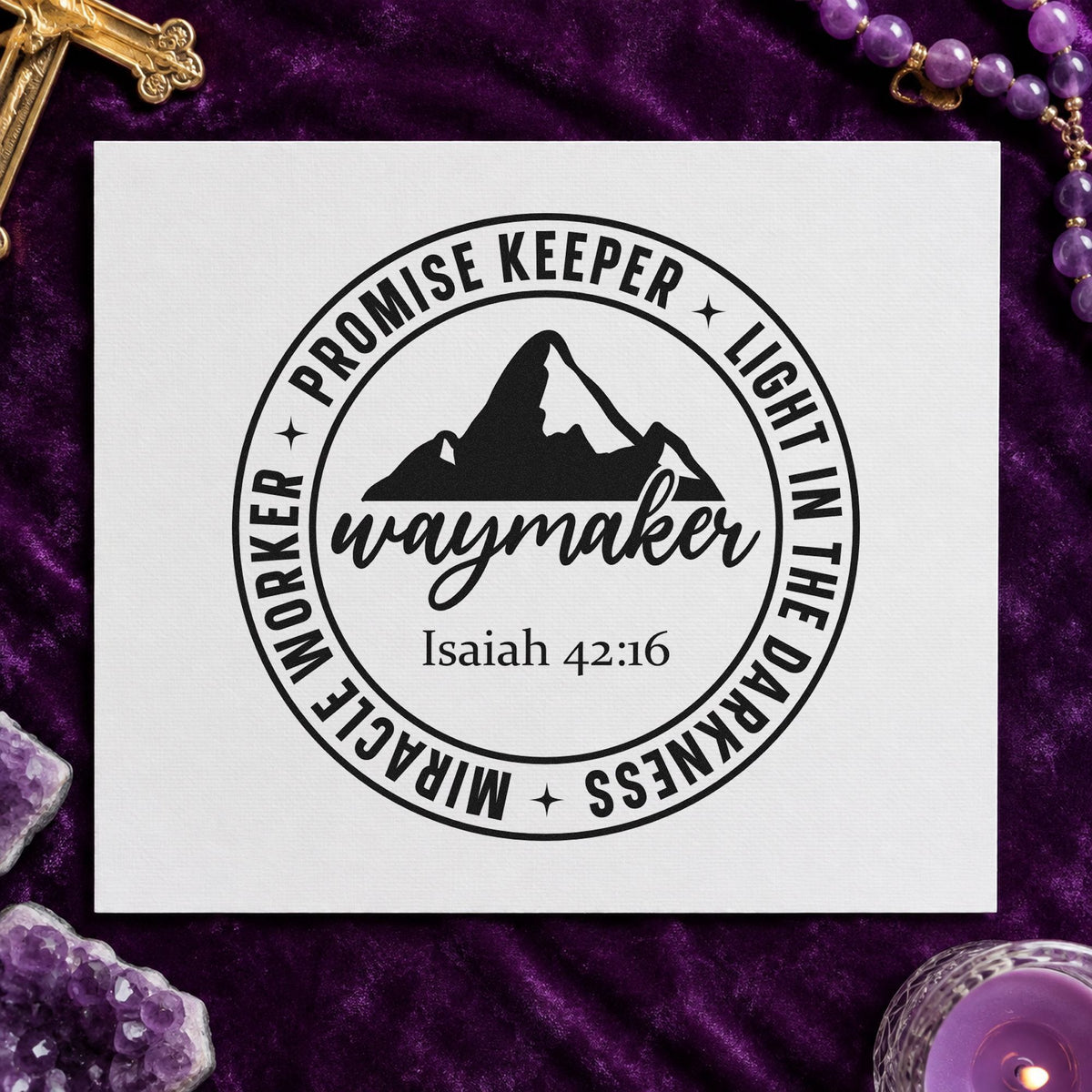 Waymaker Mountain Badge rubber stamp printed in black ink, ready for mountain badge cards and similar paper crafts.