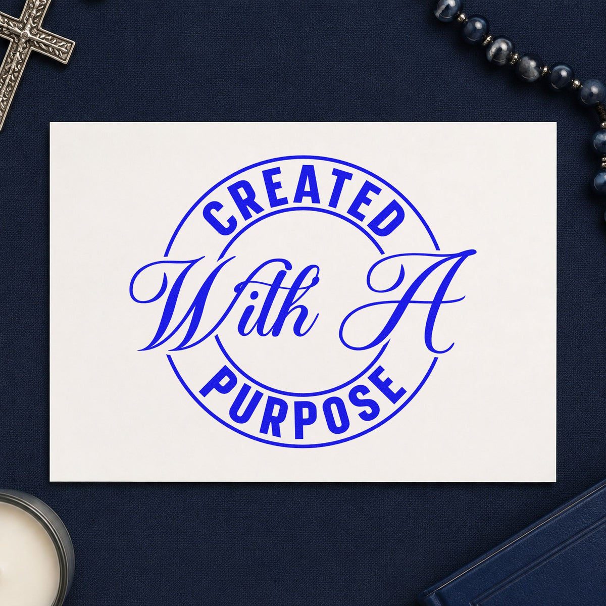 Created with a Purpose Badge craft stamp in blue ink on cardstock, an easy option for coasters.