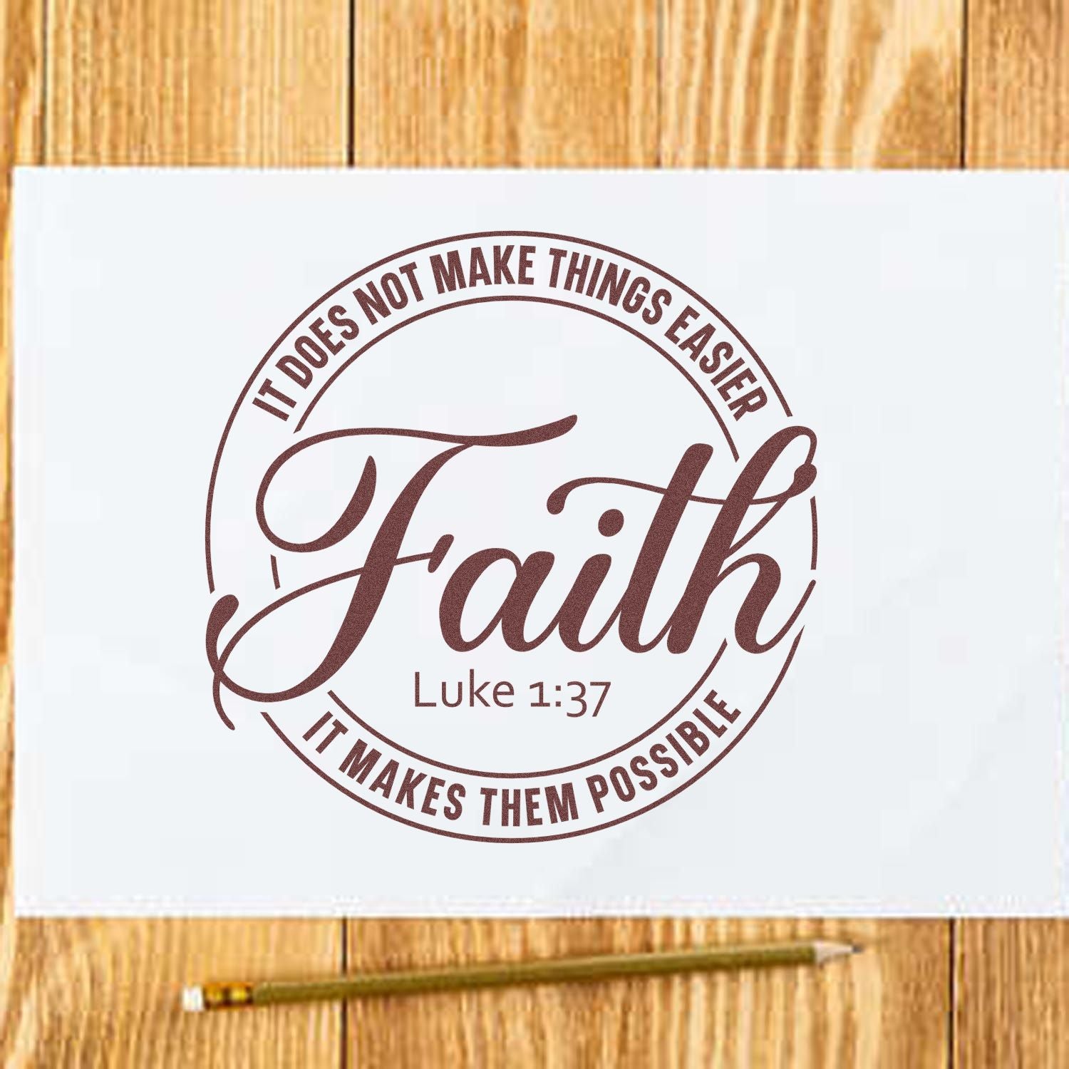 Pre-Inked Faith Makes Possible Scrapbook Stamp