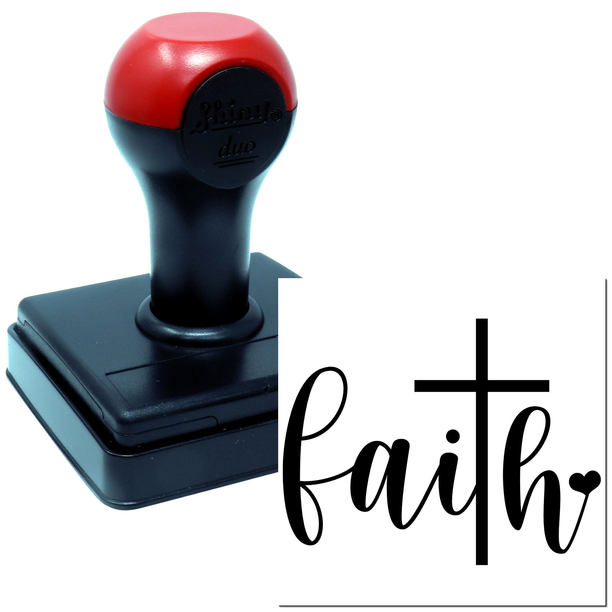 Duo Scripted Faith With Cross Heart Hand Stamp
