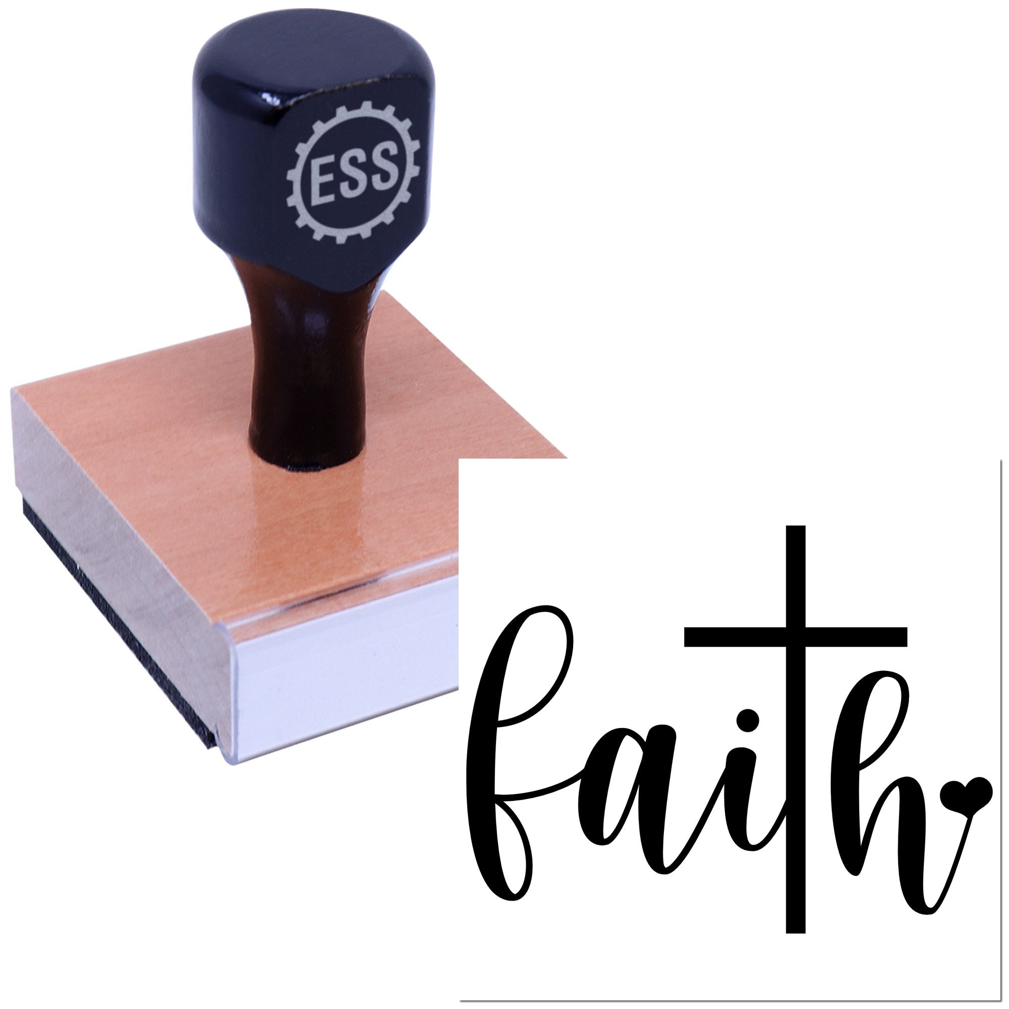 Crossed Heart Faith Card Making Rubber Stamp
