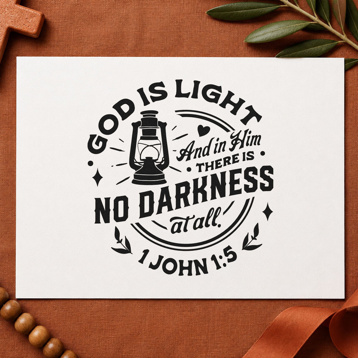 God Is Light Lantern rubber stamp printed in black ink, ready for lantern circle cards and similar paper crafts.