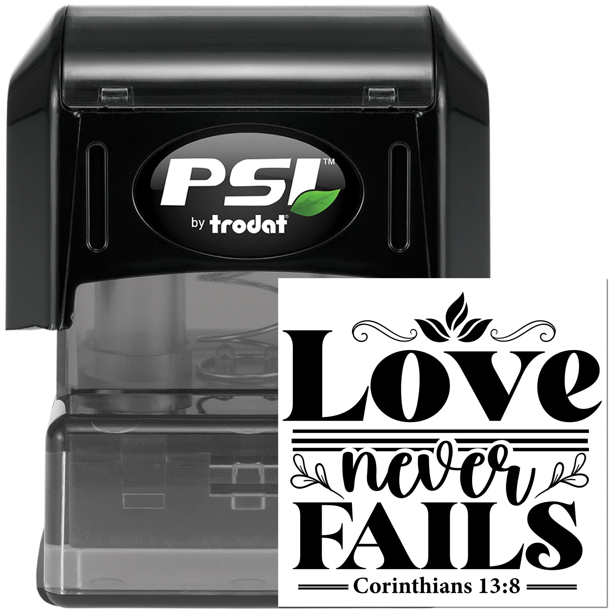 Pre-Inked Love Never Fails Note Card Stamp