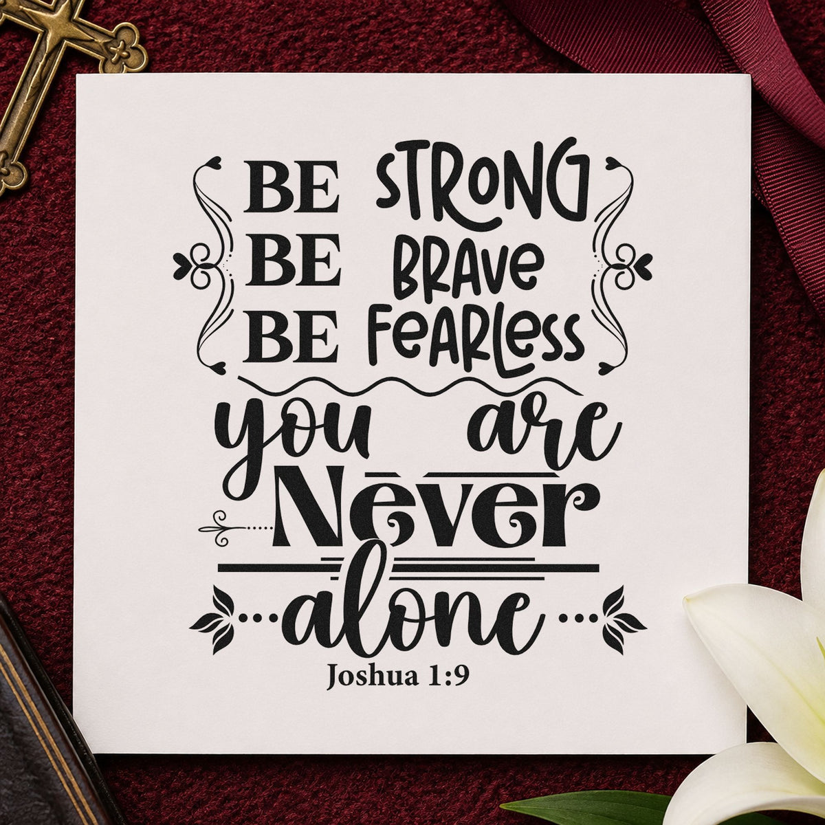 Never Alone Ornamental rubber stamp printed in black ink, ready for arrow brave cards and similar paper crafts.