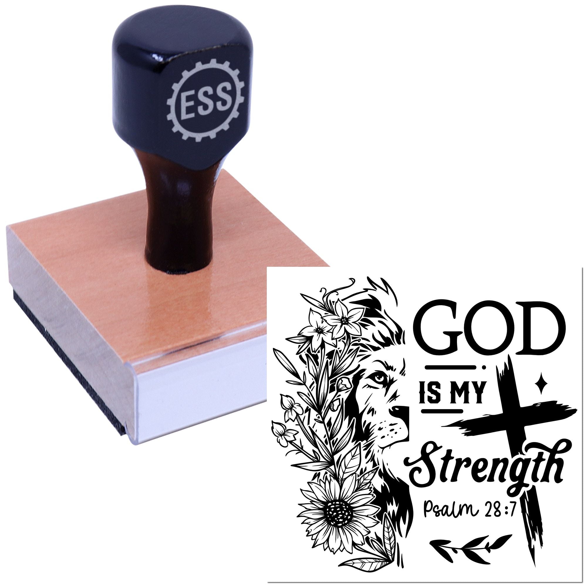 Floral Lion Strength Paper Craft Rubber Stamp