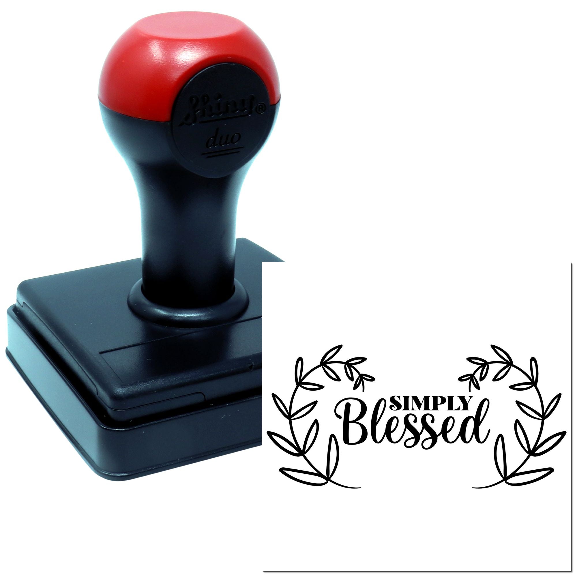 Duo Simply Blessed Laurel Wreath Design Hand Stamp