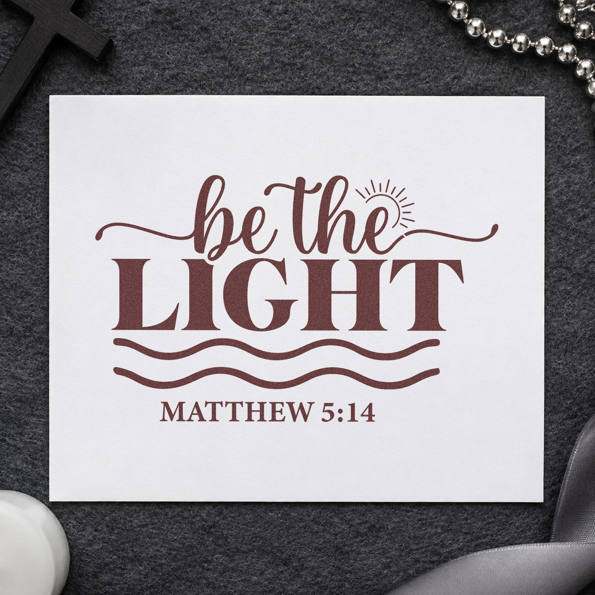 Be the Light Waves rubber stamp printed in brown ink, ready for sunshine pages and similar paper crafts.