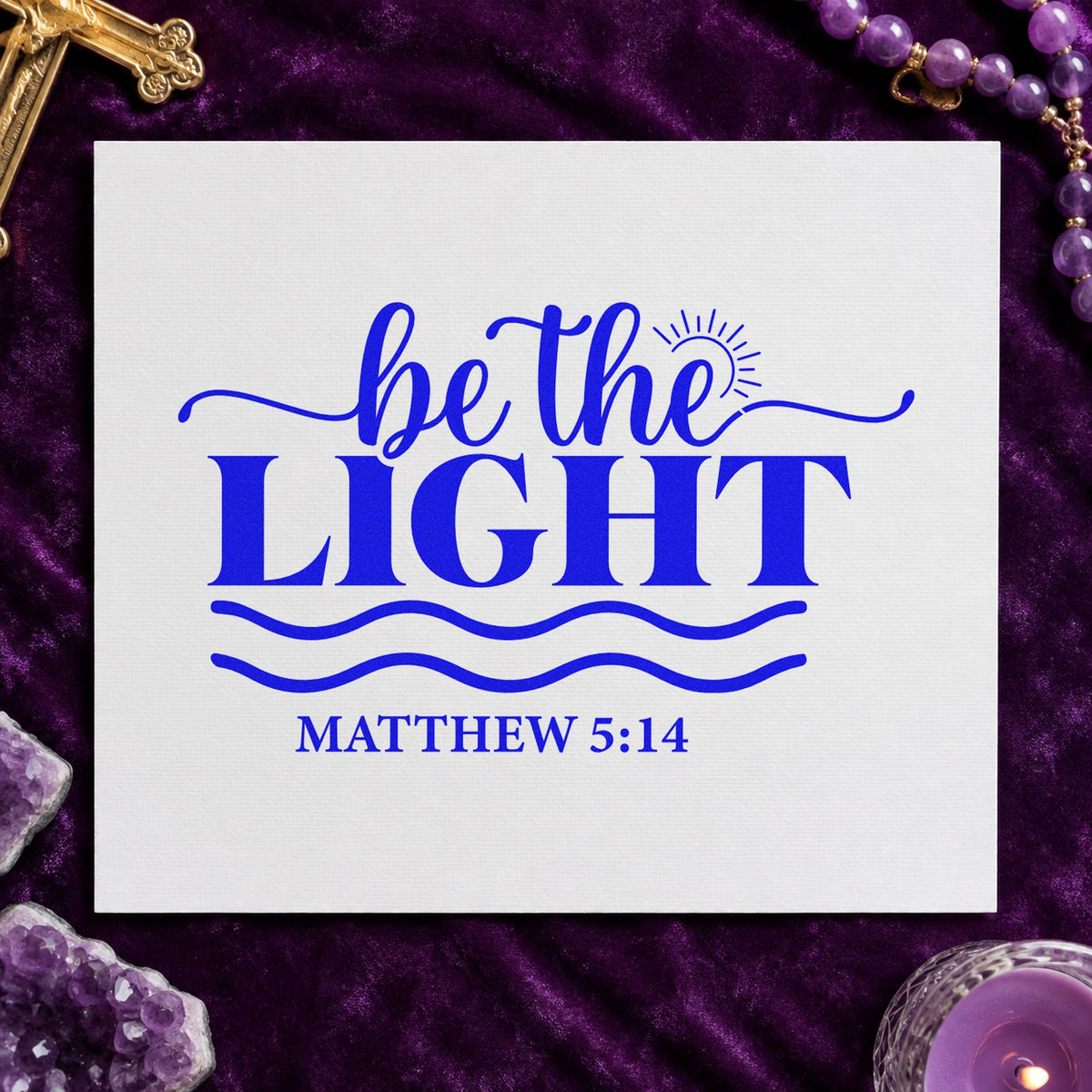 Be the Light Waves craft stamp imprinted in blue ink on paper, a design suited to volunteer thank-yous.