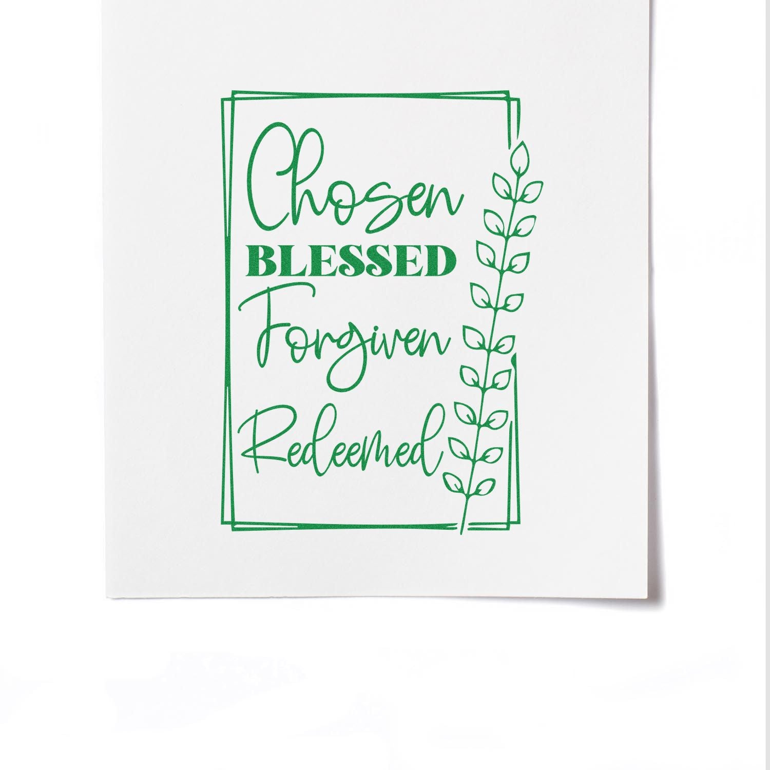 Duo Chosen Blessed Forgiven Redeemed Floral Hand Stamp