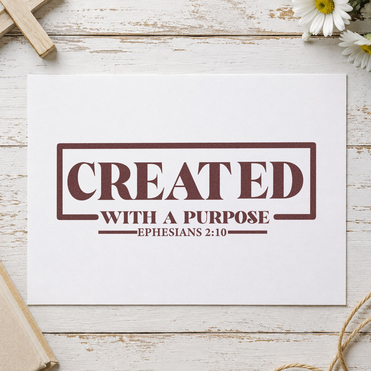 Created with a Purpose Box rubber stamp printed in brown ink, ready for identity pages and similar paper crafts.