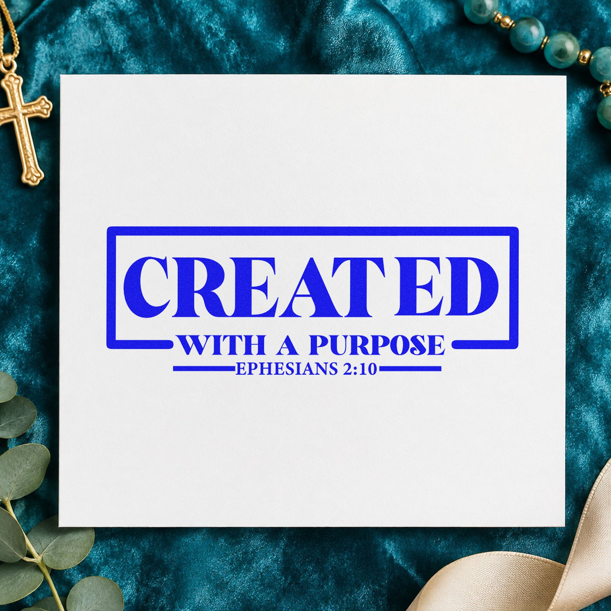 Created with a Purpose Box craft stamp in blue ink on cardstock, an easy option for canvas totes.