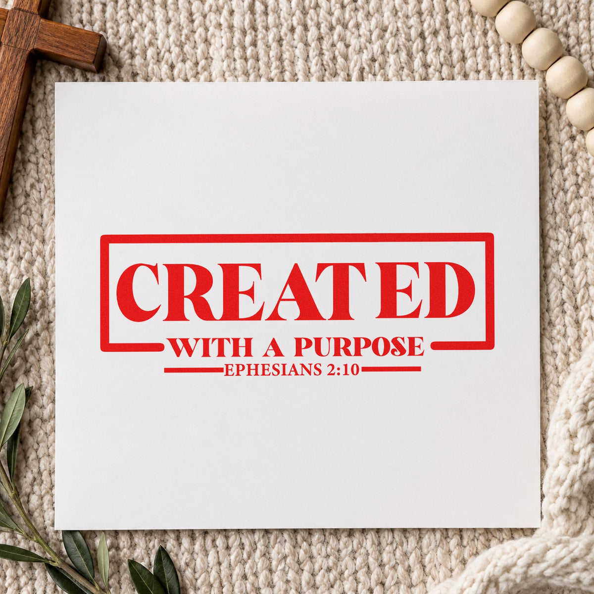 Created with a Purpose Box rubber stamp shown in red ink, stamped for projects such as foster care welcomes.