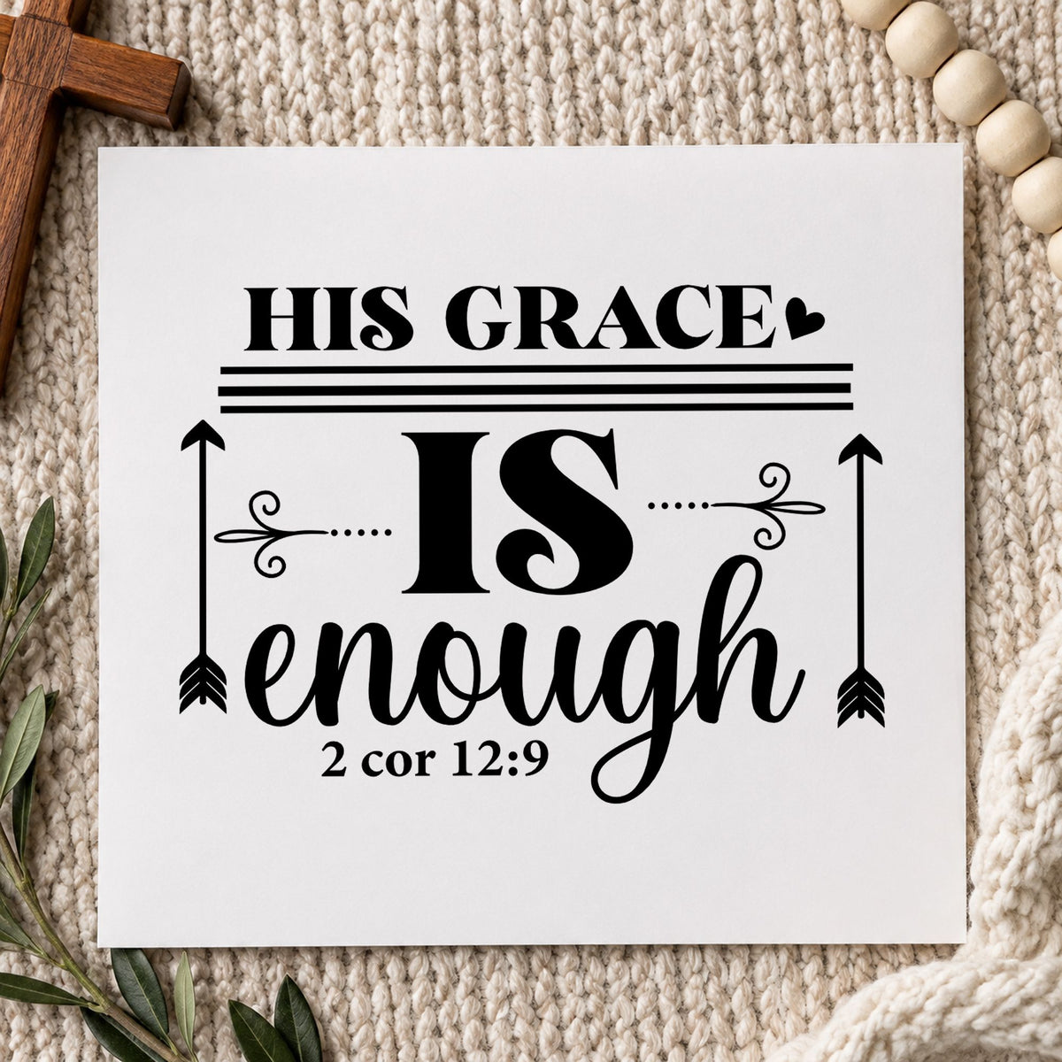 His Grace Is Enough Arrows rubber stamp printed in black ink, ready for arrow grace cards and similar paper crafts.