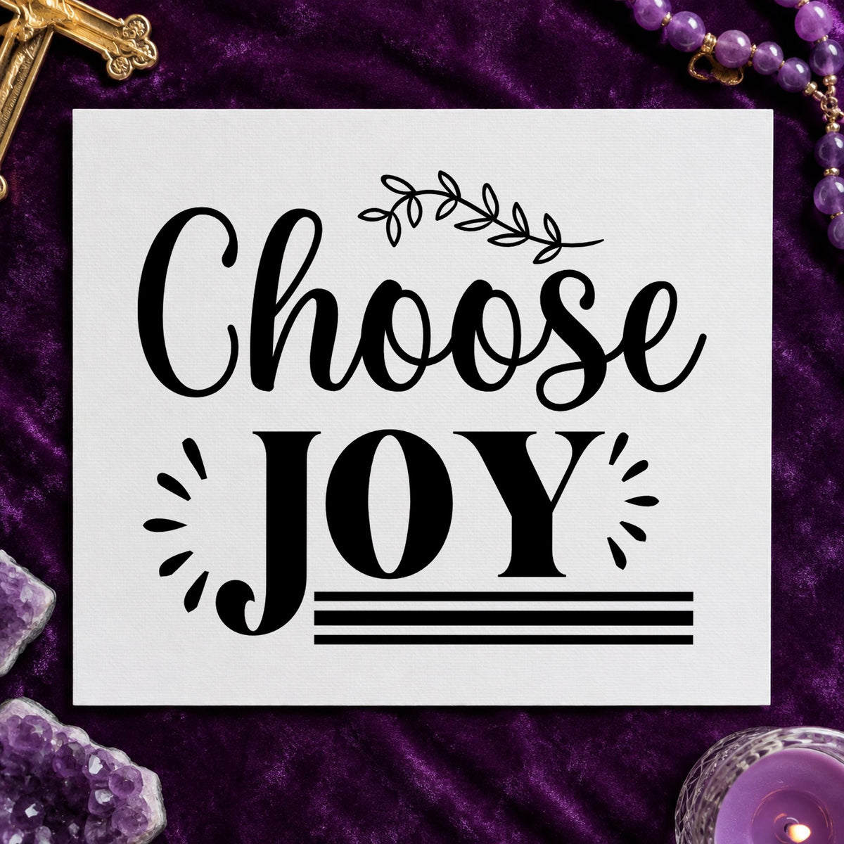 Choose Joy rubber stamp printed in black ink, ready for sprig joy cards and similar paper crafts.