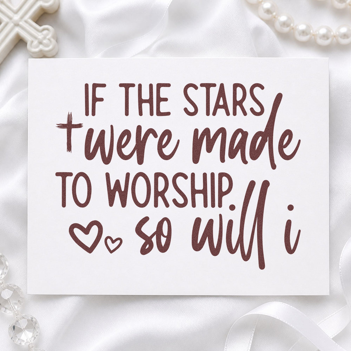 Stars Were Made to Worship rubber stamp printed in brown ink, ready for night sky pages and similar paper crafts.