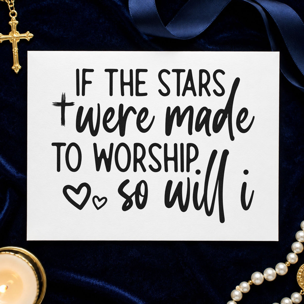 Stars Were Made to Worship rubber stamp printed in black ink, ready for stars worship cards and similar paper crafts.