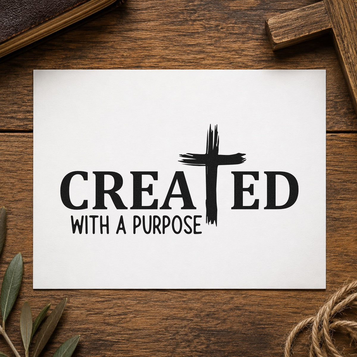 Created Brushstroke Cross rubber stamp printed in black ink, ready for brushed t cards and similar paper crafts.