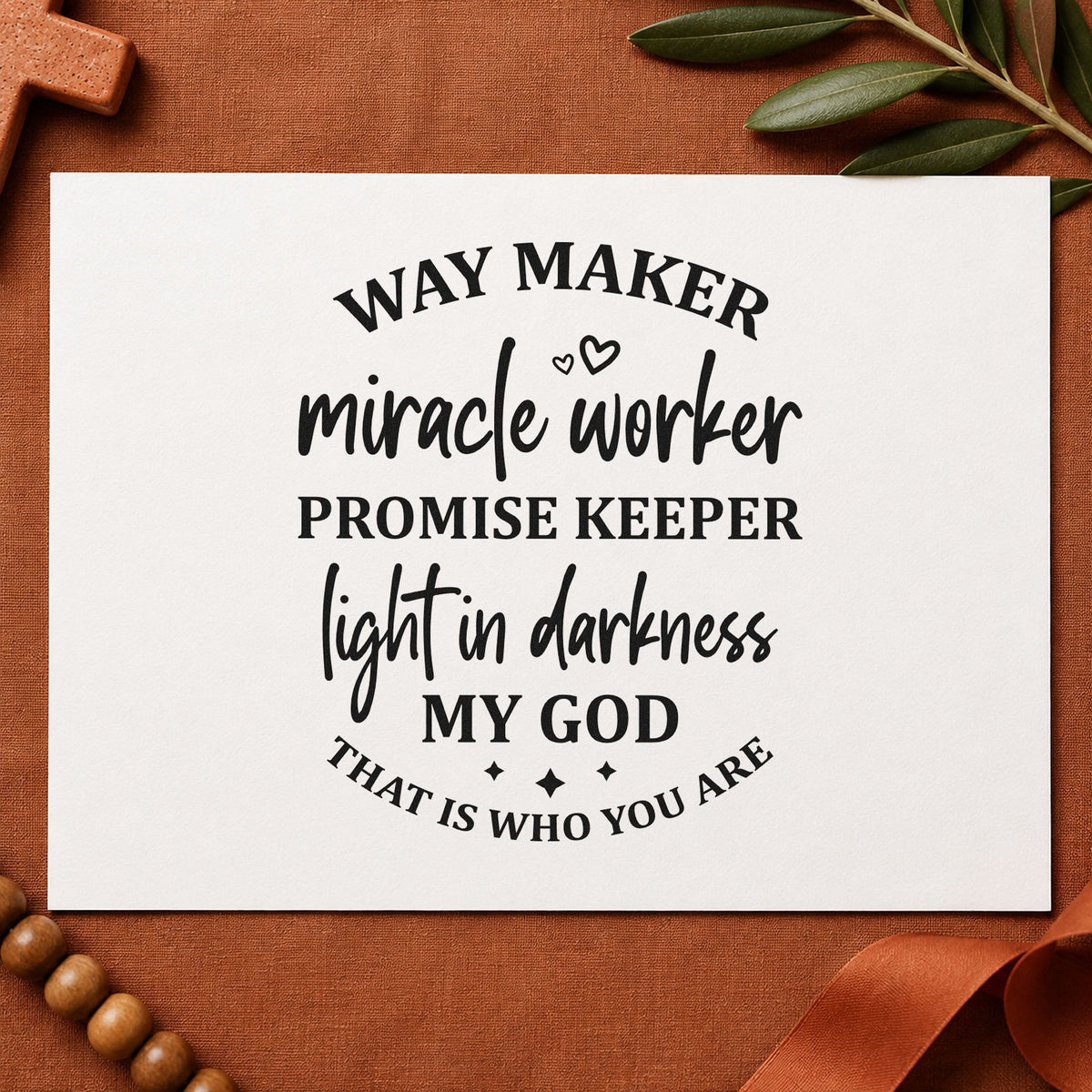 Way Maker Miracle Worker rubber stamp printed in black ink, ready for waymaker list cards and similar paper crafts.