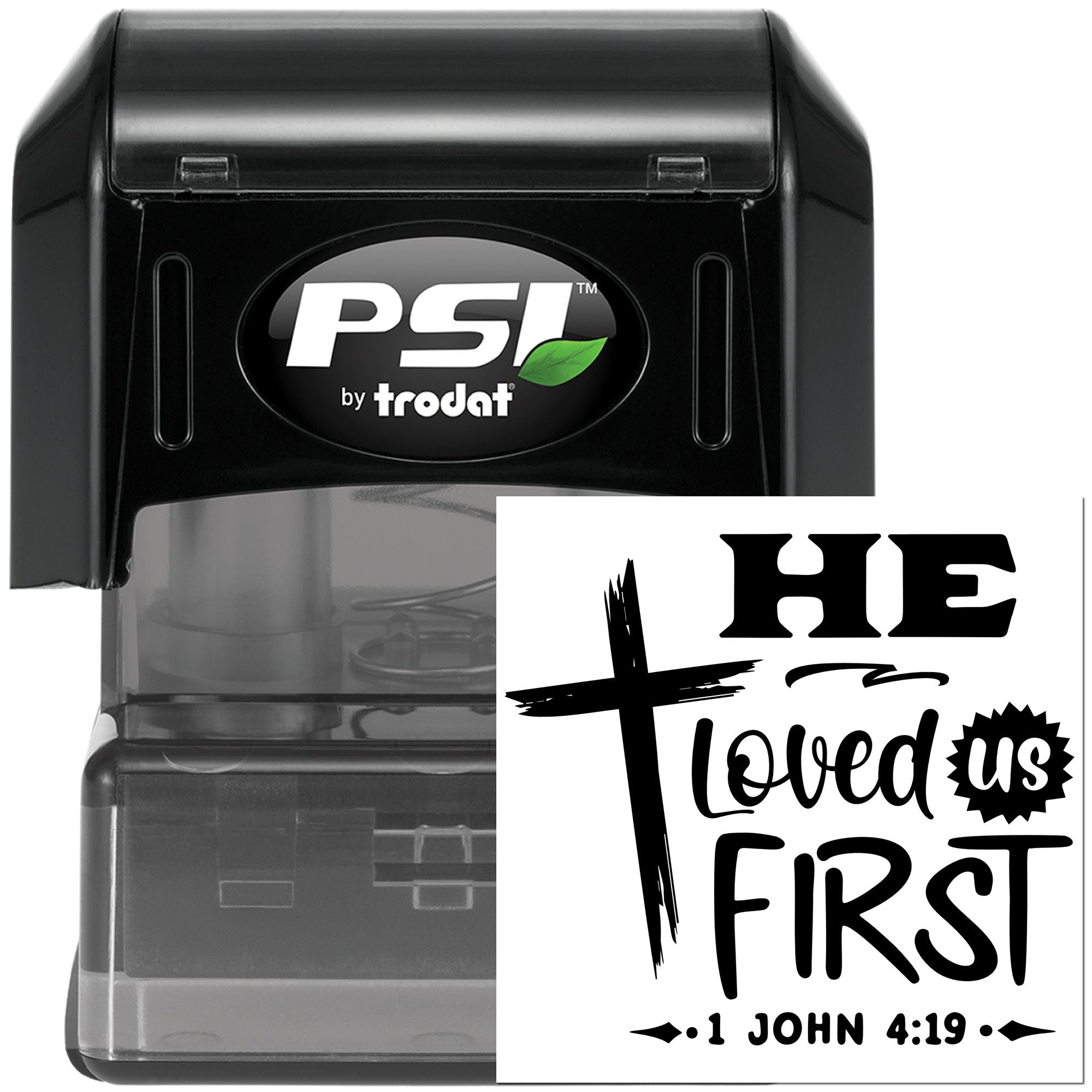 Pre-Inked He Loved Us Postcard Stamp