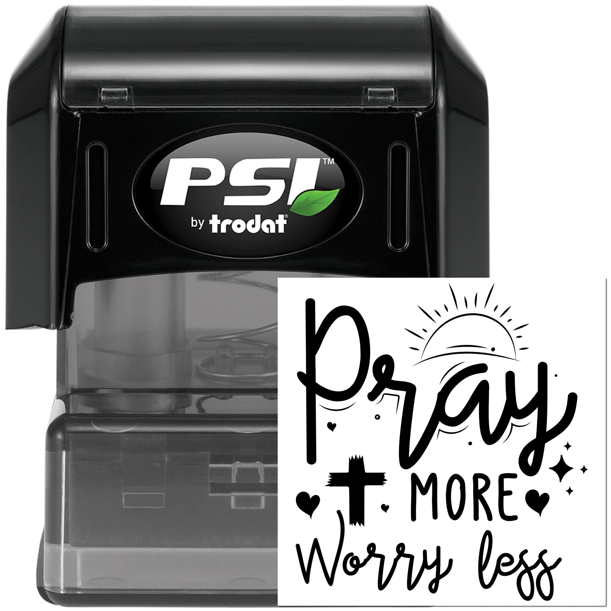 Pre-Inked Pray Worry Less Tag Stamp