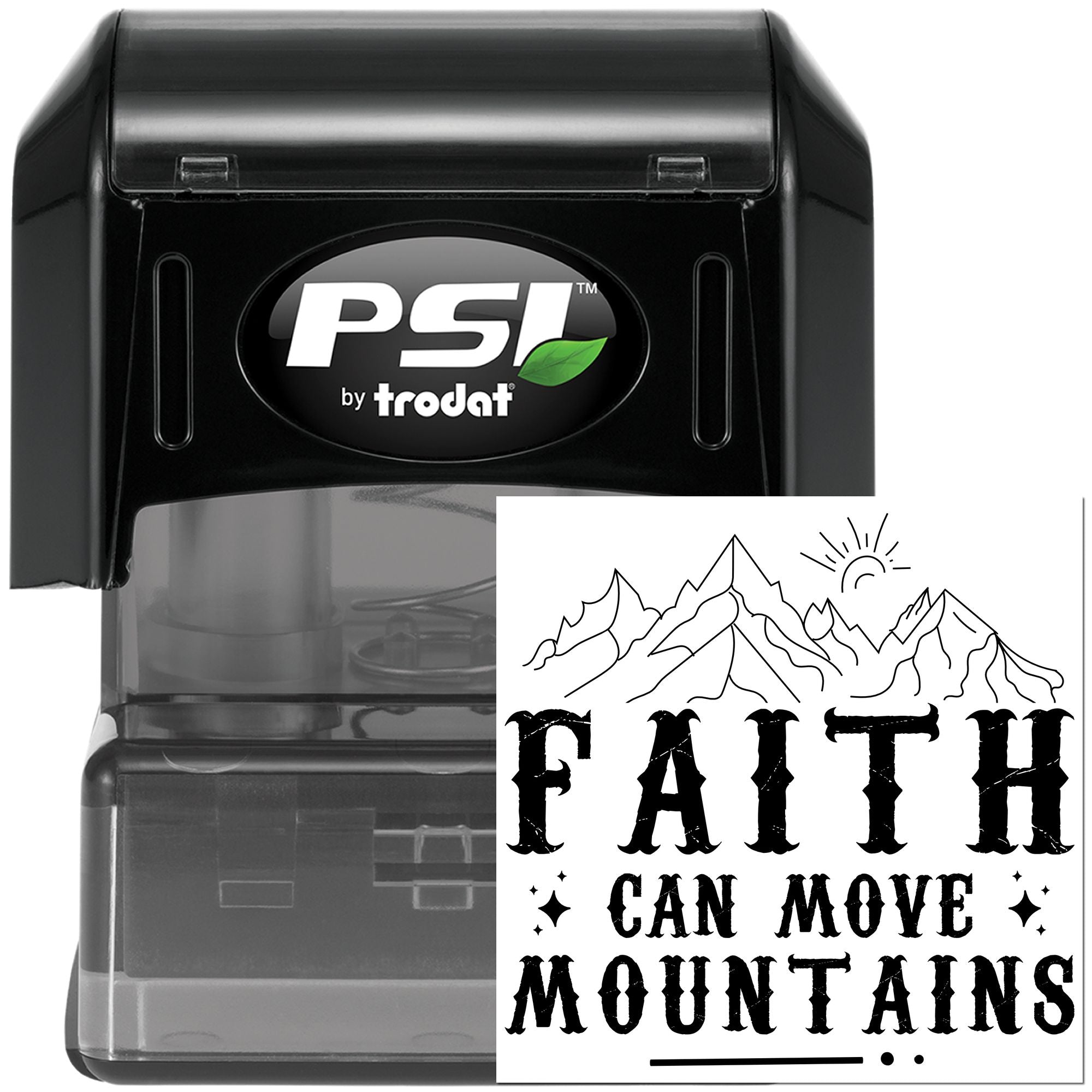 Pre-Inked Faith Moves Mountains Party Favor Stamp