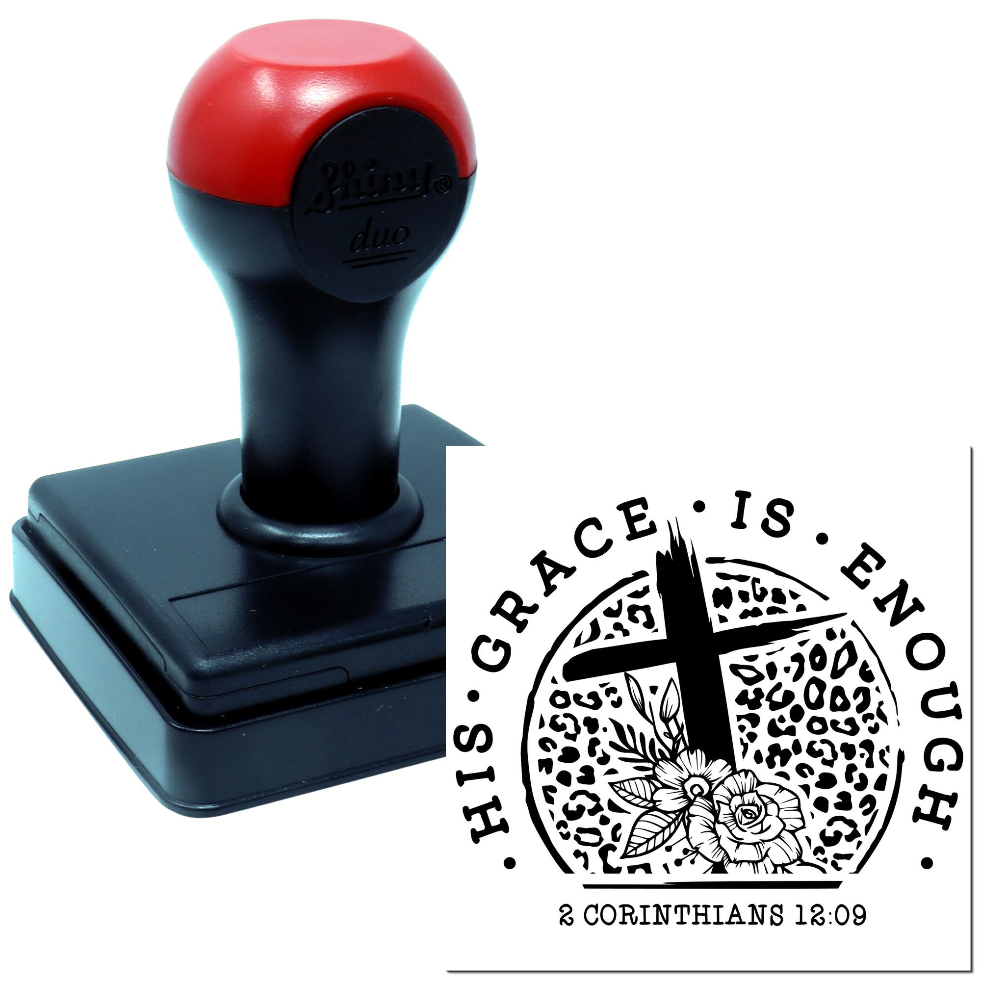 Duo Leopard Cross With Floral Grace Hand Stamp