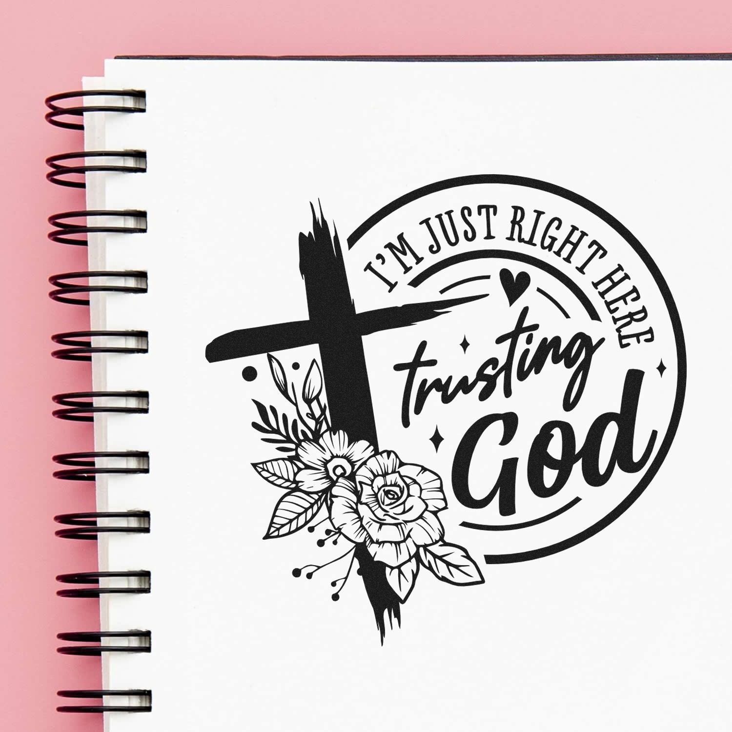 Pre-Inked Trusting God Cross Paper Craft Stamp
