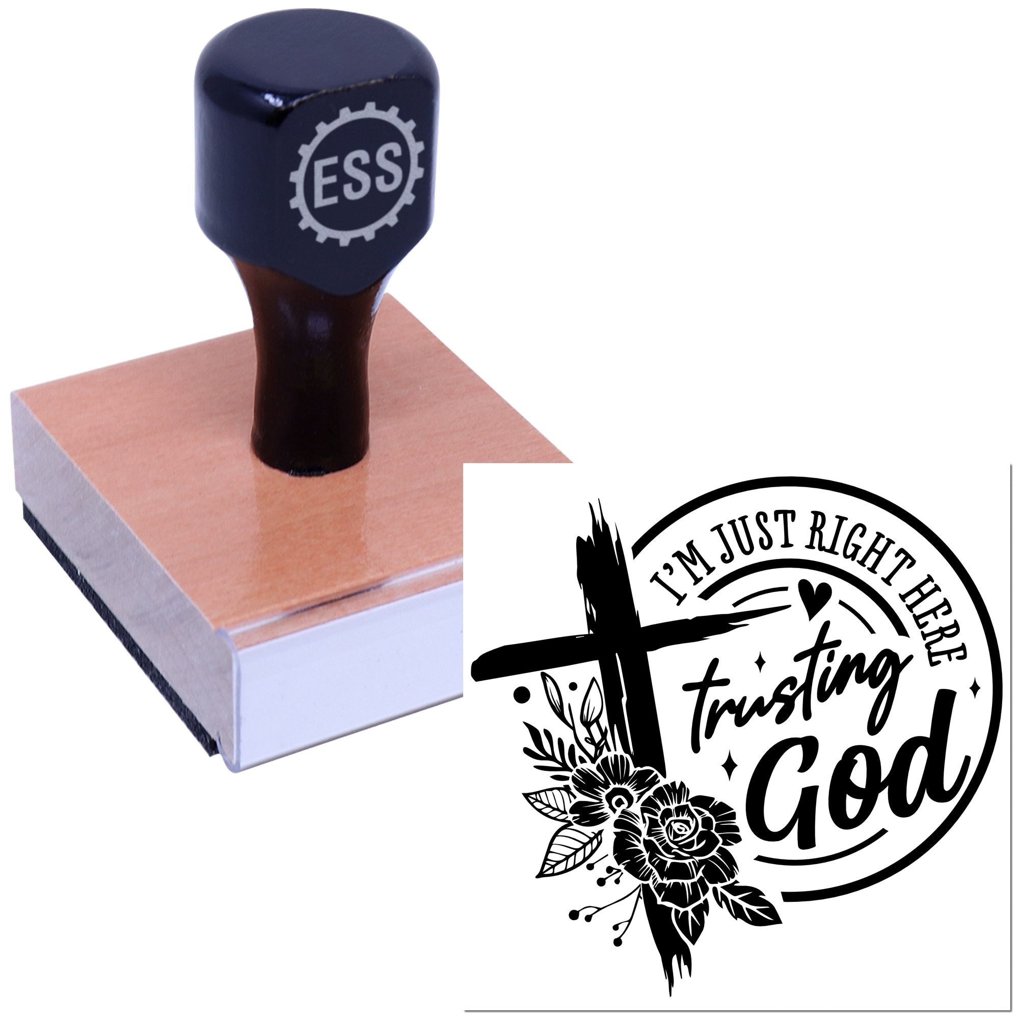 Faith Blooms Cross Greeting Card Rubber Stamp