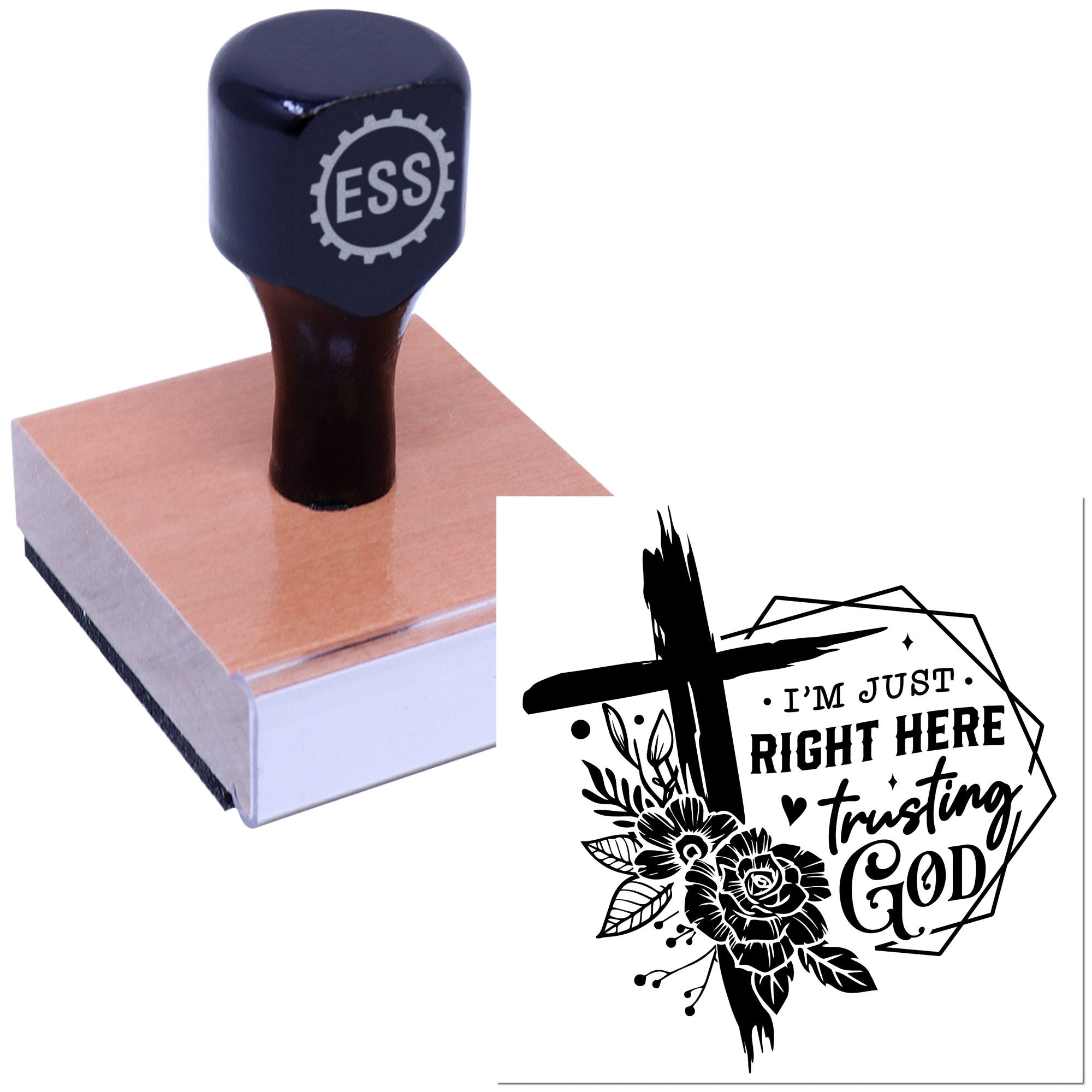 Floral Faith Cross Mini Card Rubber Stamp