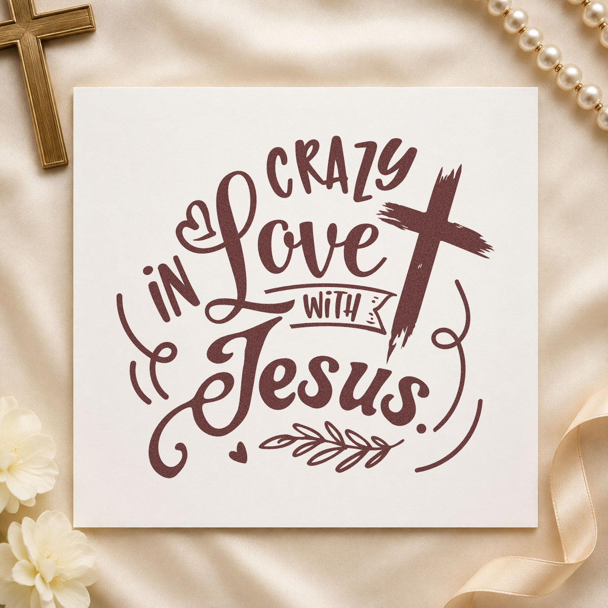 Crazy in Love Cross Right rubber stamp printed in brown ink, ready for recipe book pages and similar paper crafts.