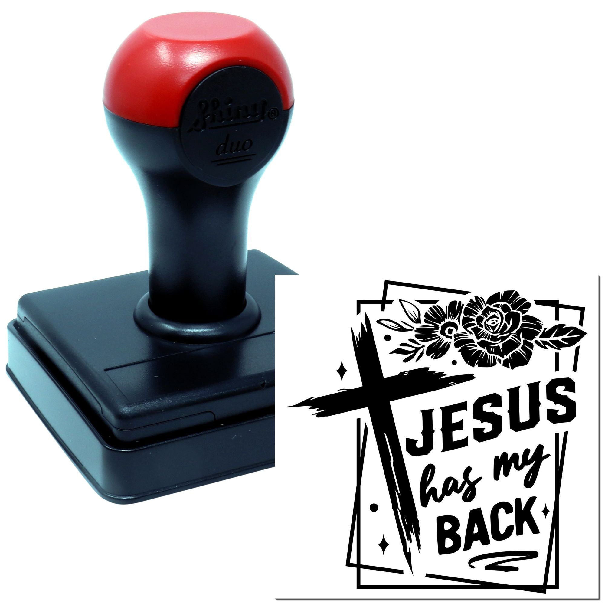 Duo Cross Floral Jesus Has Back Hand Stamp