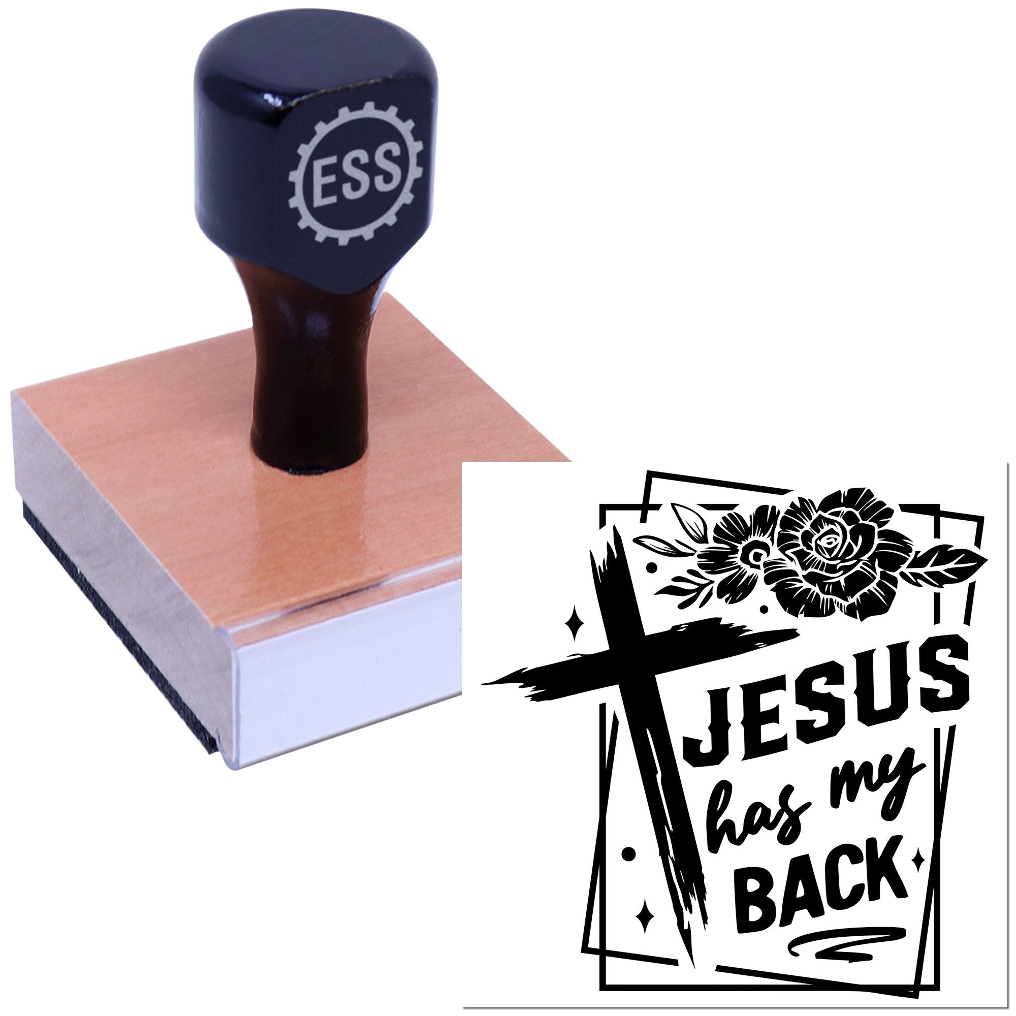 Blessed Floral Cross Craft Rubber Stamp